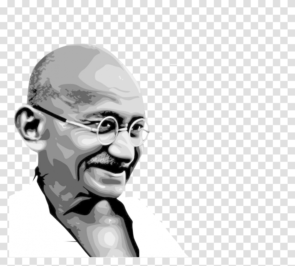 Mahatma Gandhi, Head, Face, Person, Goggles Transparent Png
