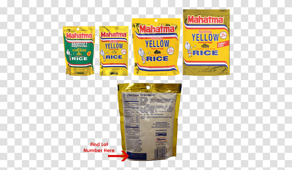 Mahatma Yellow Rice Sizes, Label, Food Transparent Png