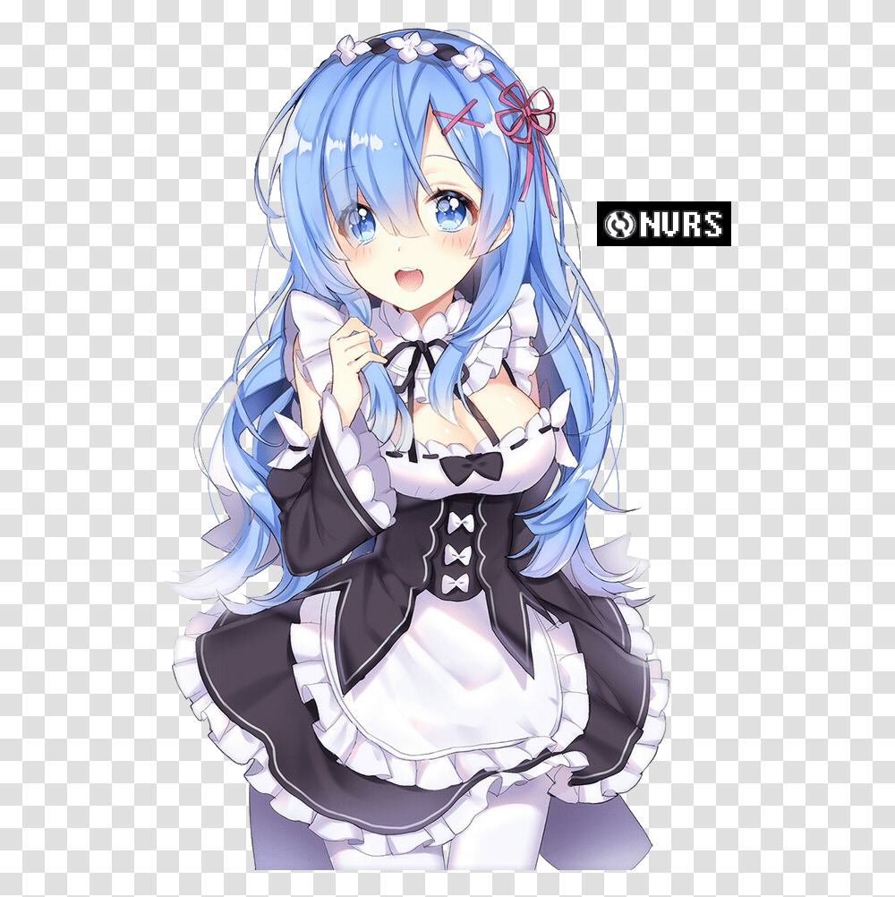 Maid Outfit Blue Hair Maid Anime Girl, Manga, Comics, Book, Person Transparent Png