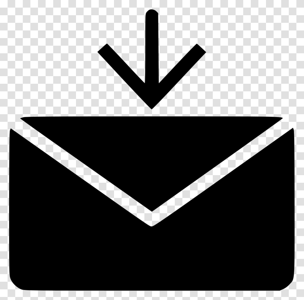Mail Envelope Receive Arrow Down Icon, Triangle, Stencil Transparent Png