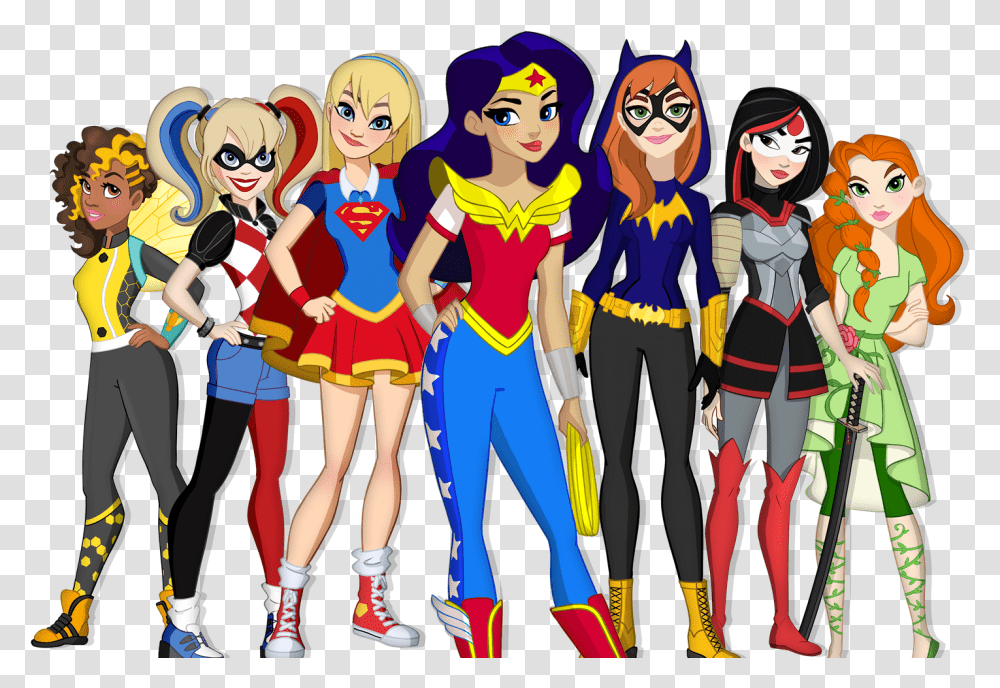 Main Characters From Left To Right Dc Super Hero Girls Characters, Person, Shoe, Footwear Transparent Png