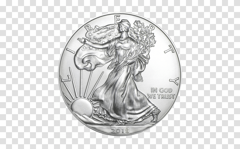 Main Product Photo 2018 Silver American Eagle, Coin, Money Transparent Png