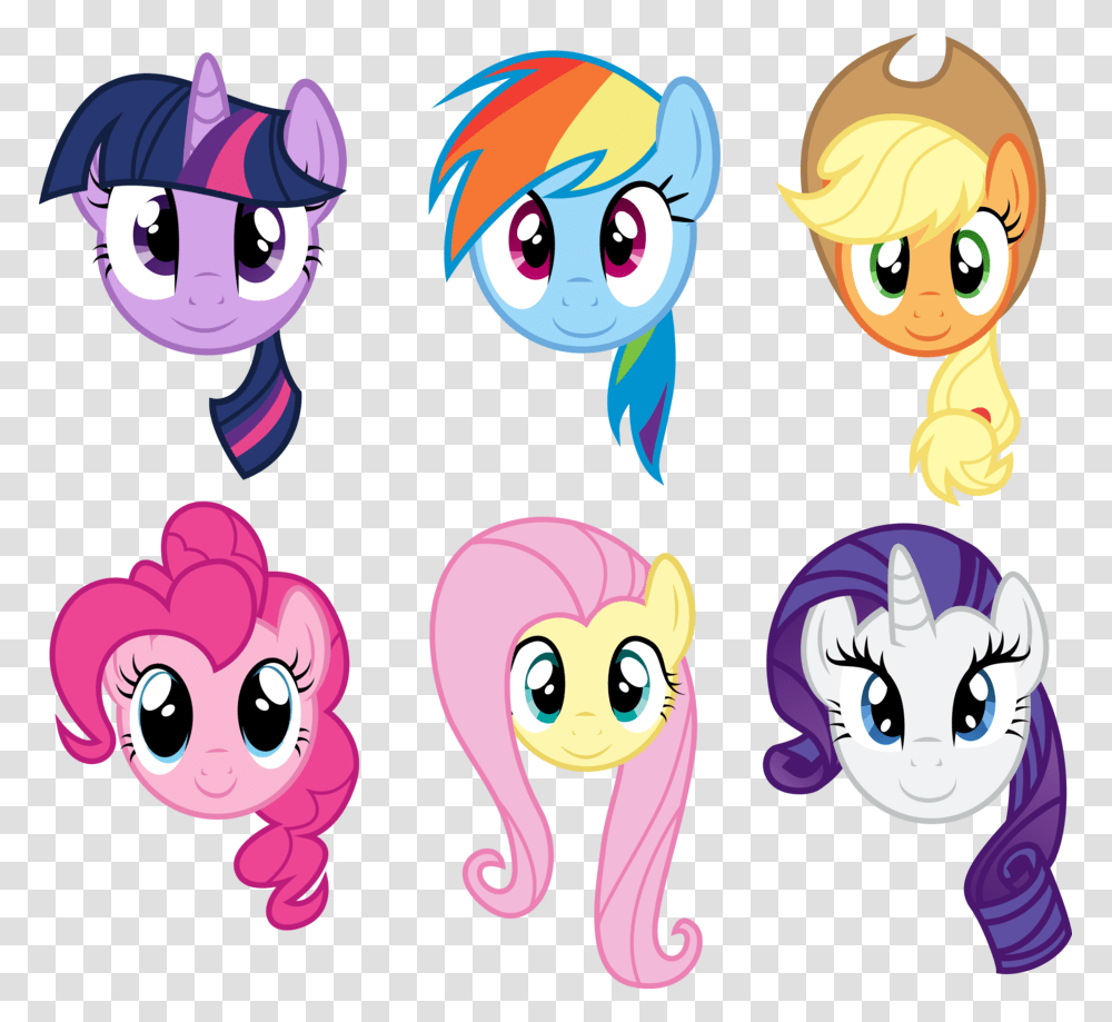 Main Six Faces My Little Pony In Pony Little, Comics, Book Transparent Png