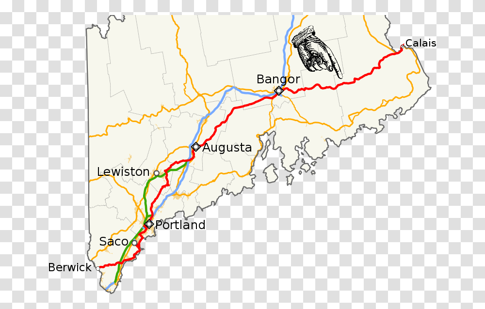 Maine Highways Map, Plot, Bird, Animal, Diagram Transparent Png