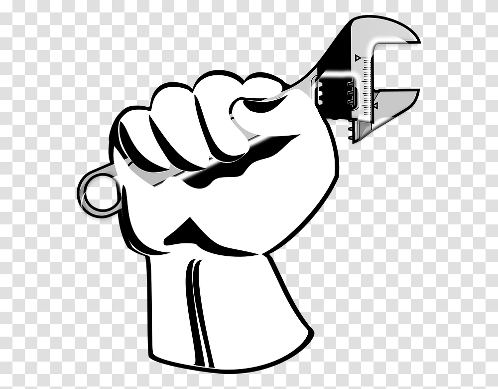 Maintenance Clipart Black And White Labour Day Hand, Fist, Stencil Transparent Png