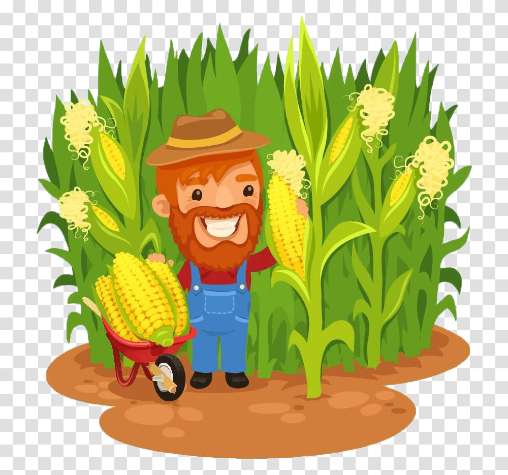 Maize Farmer Field Clip Cartoon Corn Field, Plant, Vegetation, Pineapple, Fruit Transparent Png