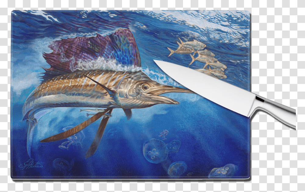 Majesty Sailfish Glass Cutting Board Large, Animal, Sea Life, Swordfish, Coho Transparent Png