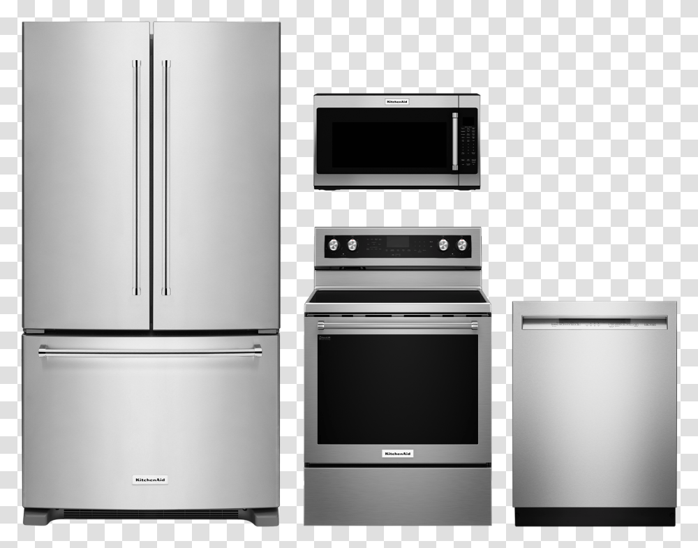 Major Appliance Stainless Steel Packages, Refrigerator, Oven, Microwave Transparent Png