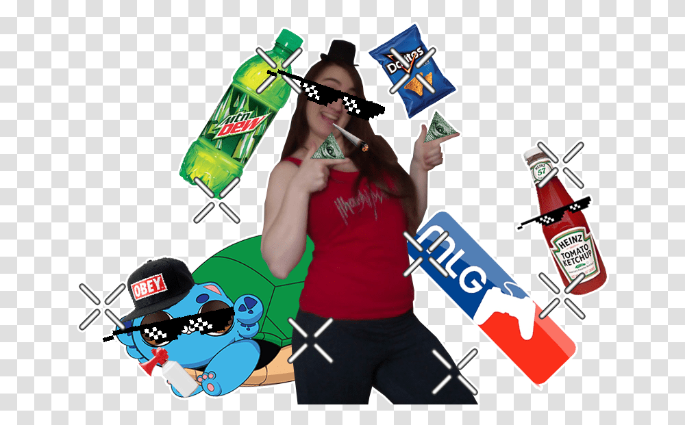 Major League Gaming Of Legends Mlg, Person, Beverage, Clothing, Bottle Transparent Png