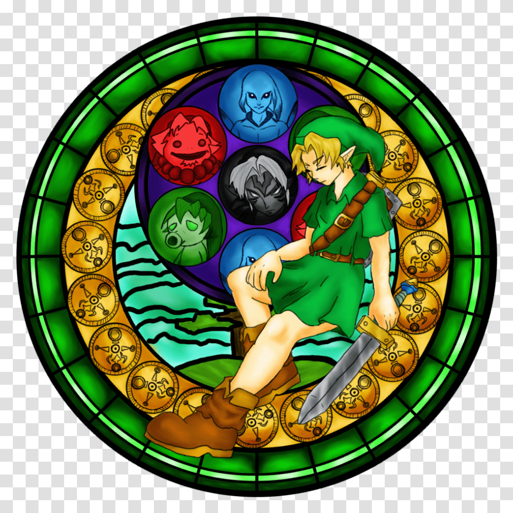 Majora's Mask Window Majora's Mask Clock Tower Hd, Stained Glass, Person, Human Transparent Png