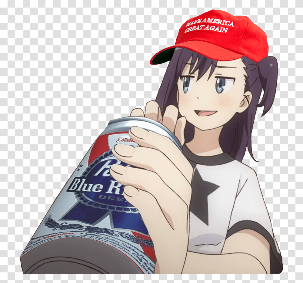 Make America Great Again Anime Filmswalls Anime Girl Monster Energy, Clothing, Person, Tin, Can Transparent Png