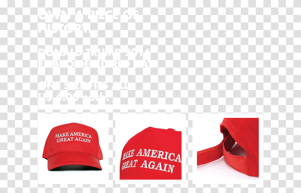 Make America Great Again Baseball Cap, Apparel, Hat, Poster Transparent Png