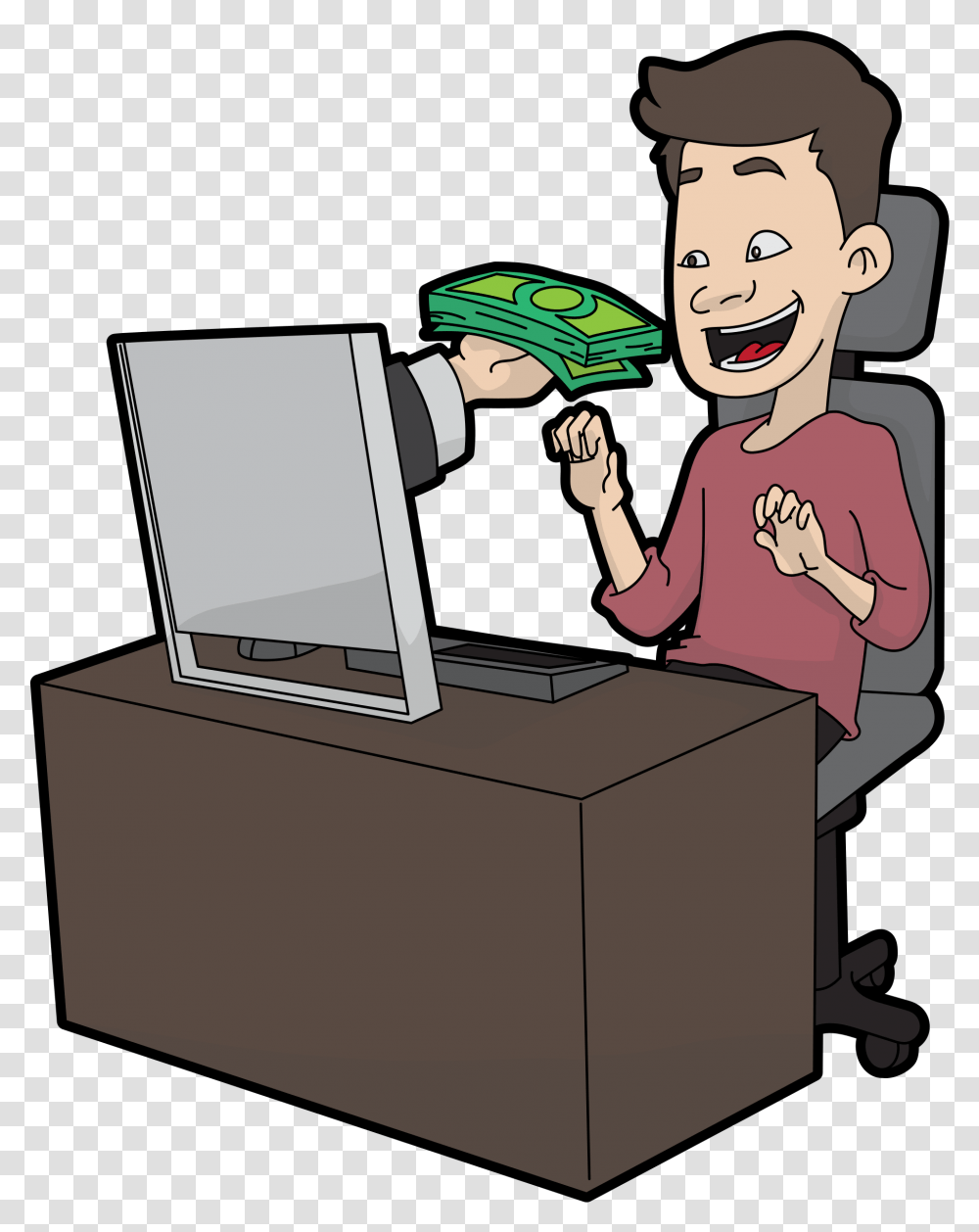 Make Money Playing Video Games It Is Not Just A Pipe Dream Guy On Computer Cartoon, Person, Text, Magician, Performer Transparent Png