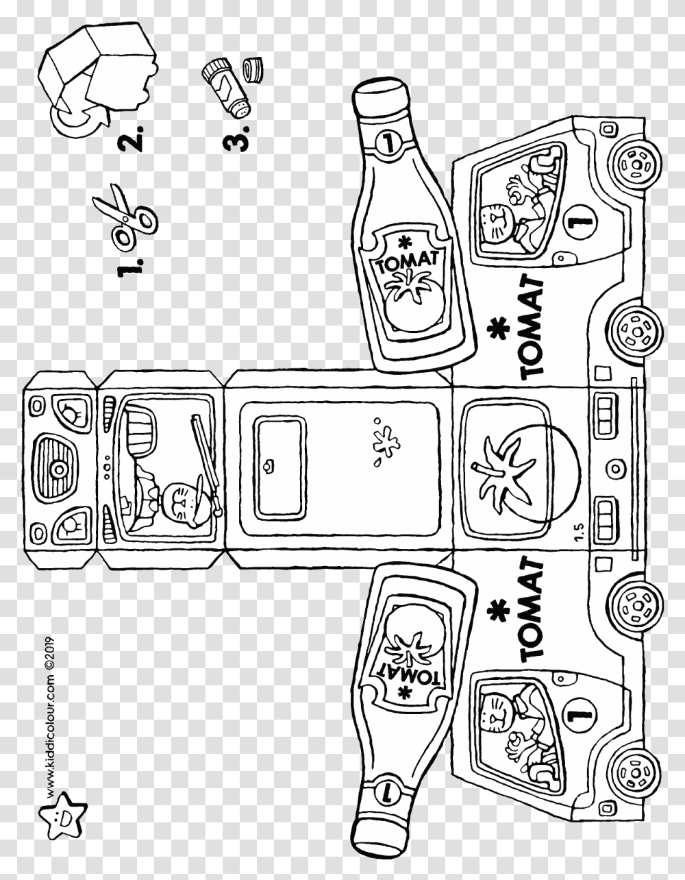 Make Your Own Delivery Van With Ketchup Bottle Colouring Line Art, Beverage, Drink, Alcohol, Mobile Phone Transparent Png