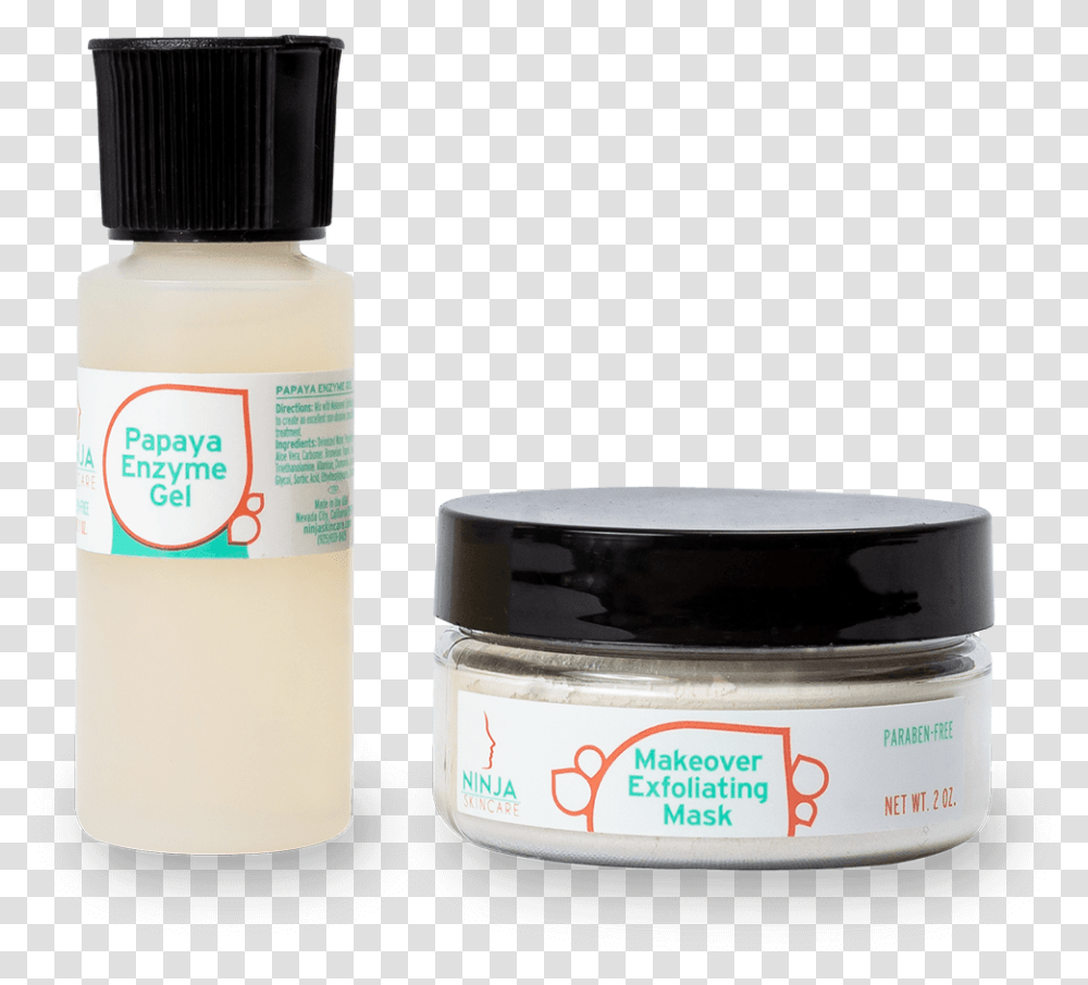 Makeover Exfoliating Mask And Papaya Enzyme Gel Cosmetics, Bottle, Lotion, Plant, Label Transparent Png