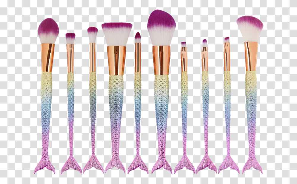 Makeup Brush Set Mermaid, Tool, Cosmetics, Rug Transparent Png