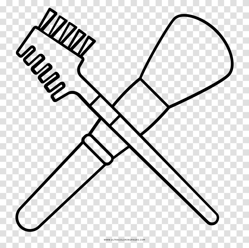 Makeup Coloring Pages Black And White Make Up Brushes Clip Art, Gray, World Of Warcraft Transparent Png