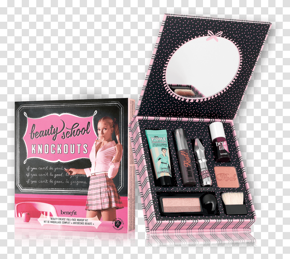 Makeup Kit Products Images Benefit Beauty School Knockout, Person, Human, Cosmetics, Harmonica Transparent Png