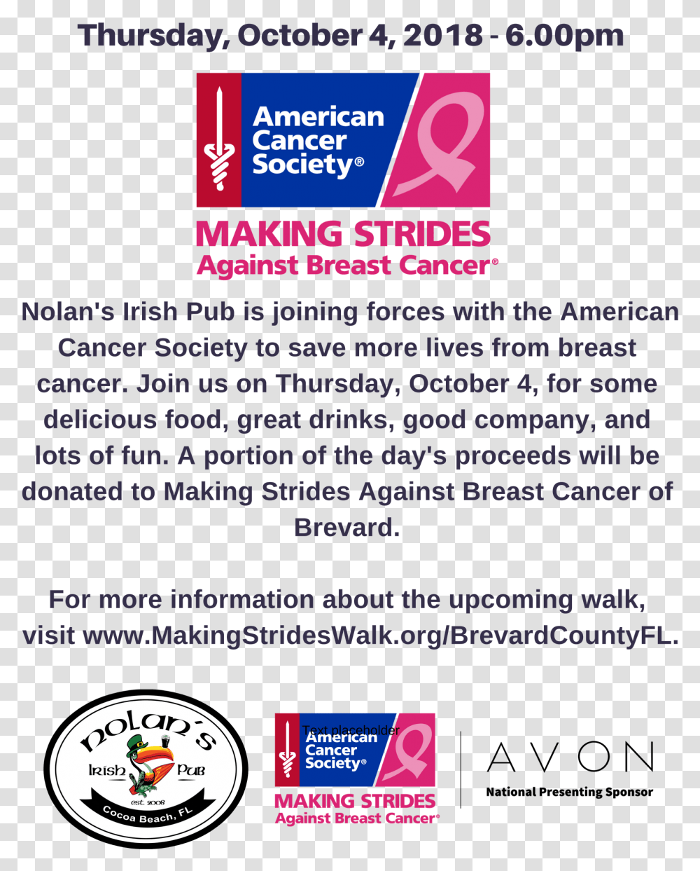 Making Strides Against Breast Cancer Fundraiser American Cancer Society, Flyer, Poster, Paper, Advertisement Transparent Png