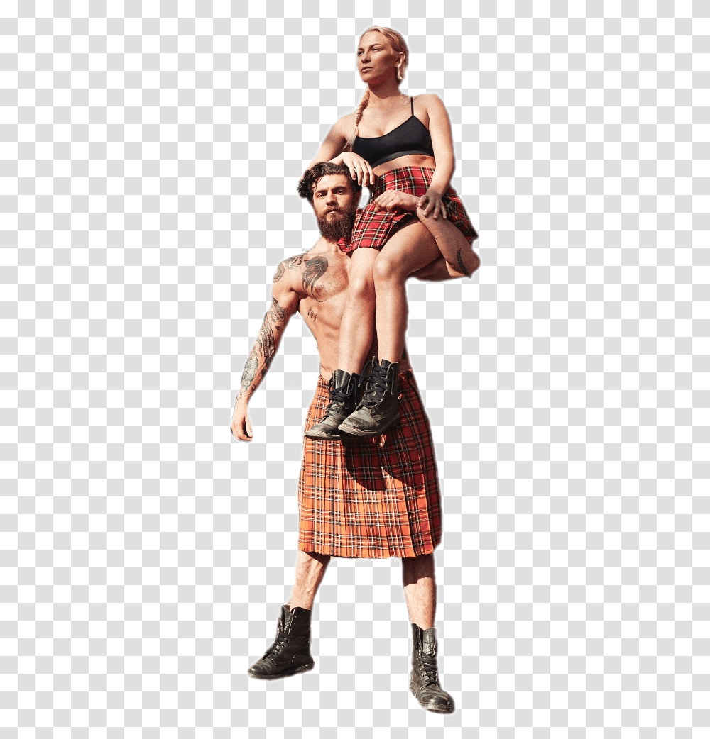 Male And Female Warriors Highland Clash Tartan, Clothing, Apparel, Person, Human Transparent Png