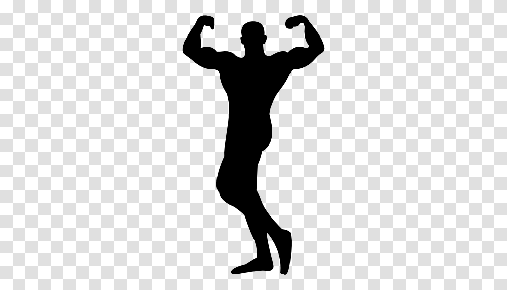 Male Bodybuilder Silhouette Flexing Muscles, Person, People, Leisure Activities, Stencil Transparent Png