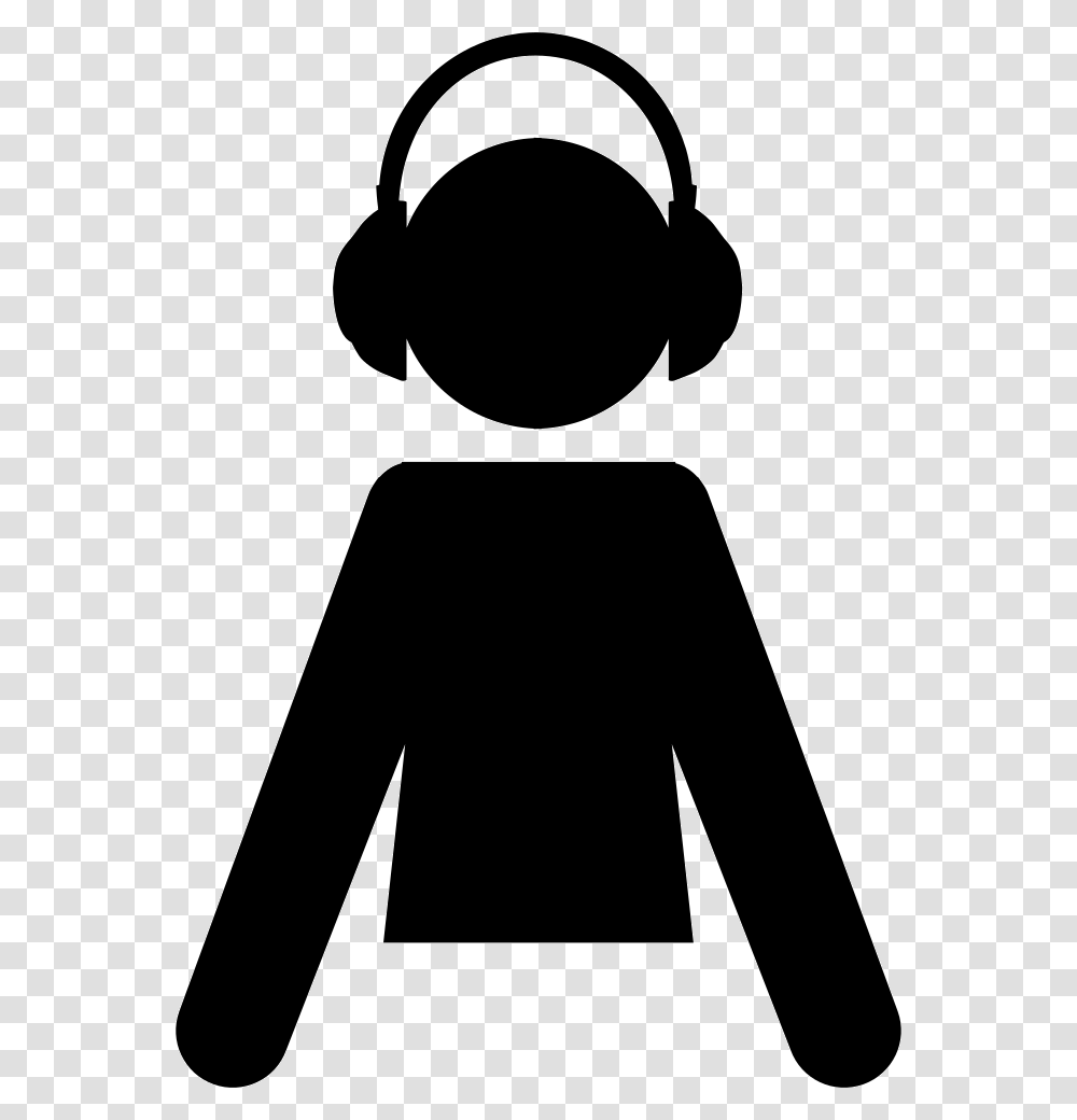 Male Cartoon Silhouette With Headphones Clipart Headphones Cartoon, Stencil Transparent Png