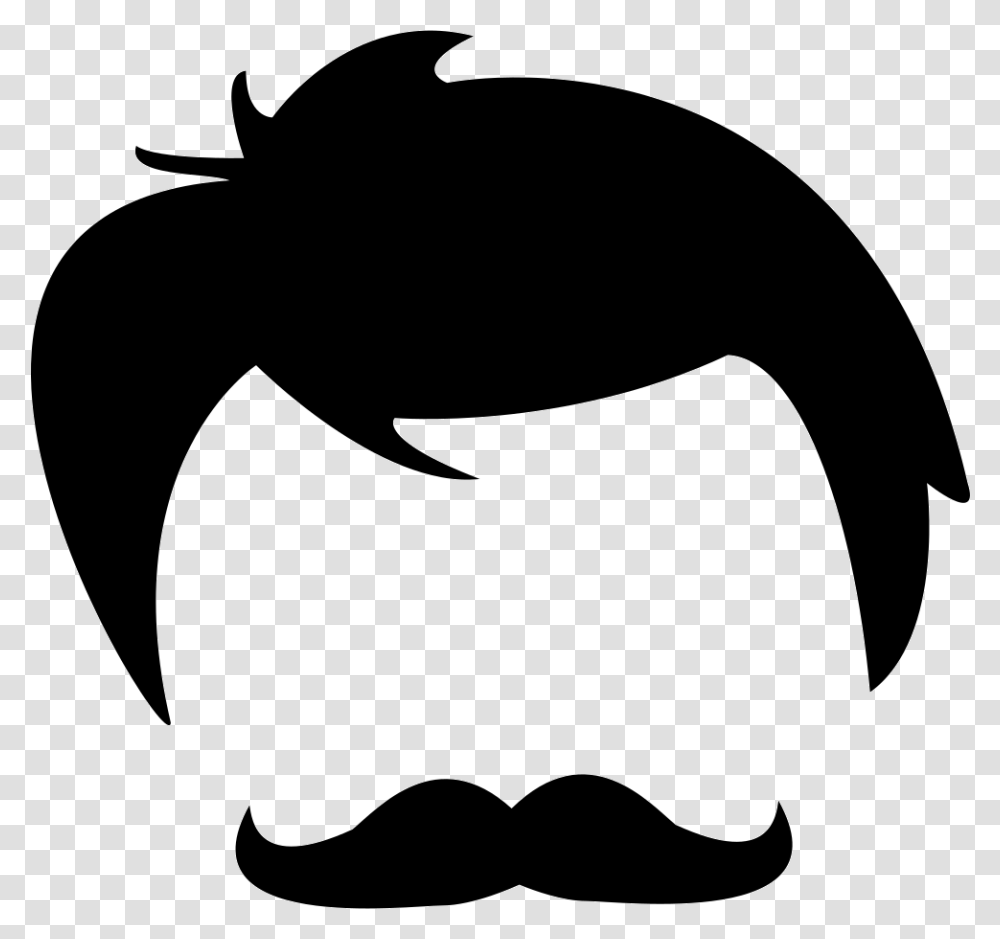 Male Hair Of Head And Face Shapes Icon Free Download, Stencil, Mustache, Animal, Penguin Transparent Png