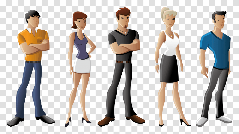 And Standing Style Men Character Animation Flattened Male And Female Cartoon Characters Person Human Performer Graduation Transparent Png Pngset Com