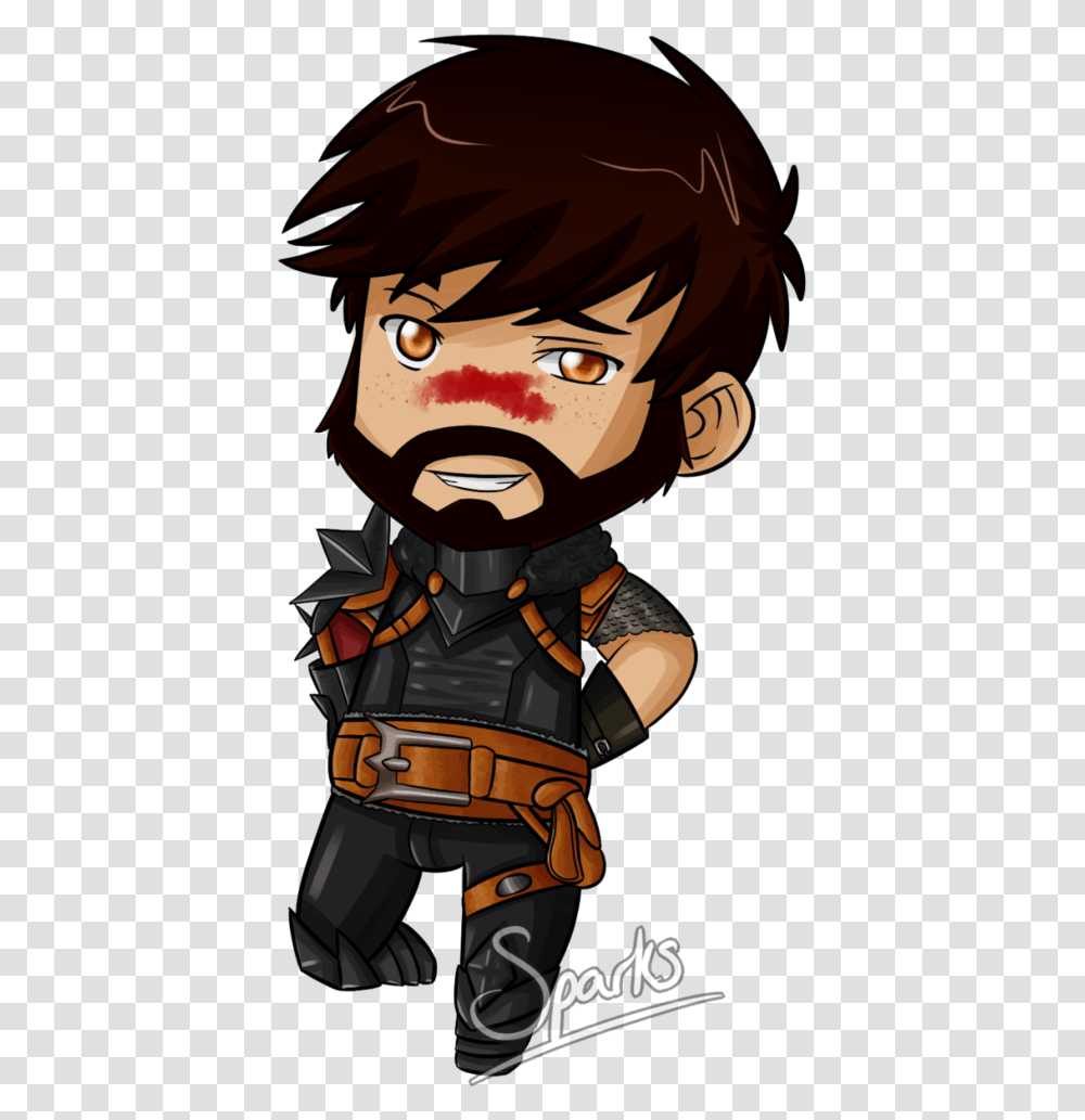 Male Mage Hawke Chibi By Sparksreactor Chibi Boy With Beard, Helmet, Apparel, Person Transparent Png