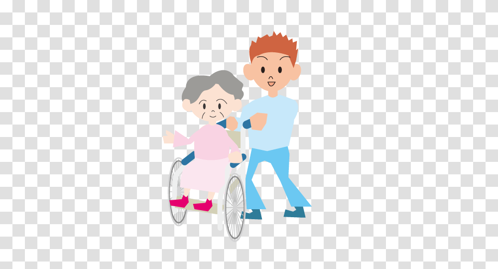 Male Wheelchair Caregiver Granny Free Illustration, Furniture, Girl, Female, Family Transparent Png