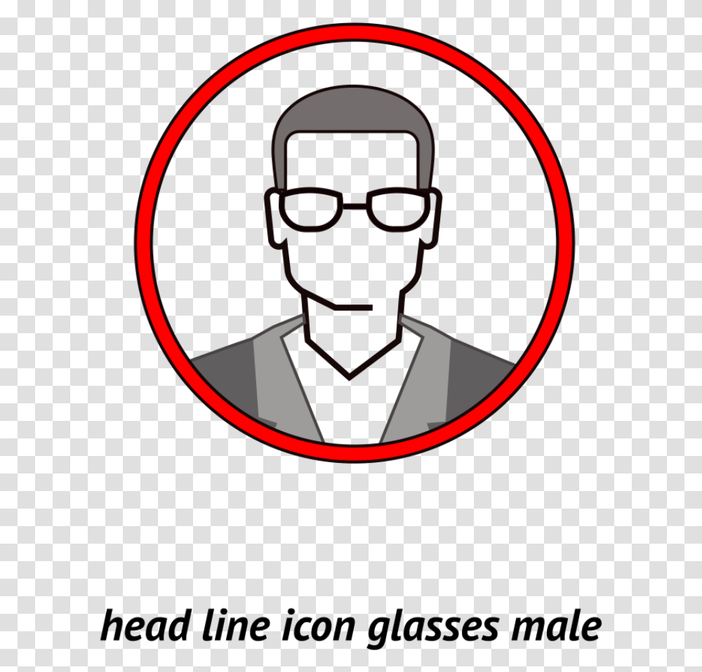 Male With Glasses Round Icon For Adult, Label, Text, Face, Logo Transparent Png