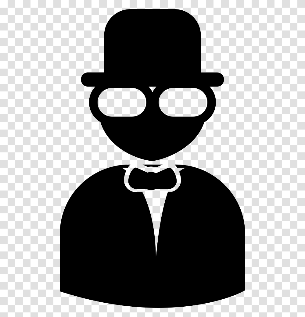 Male With Hat Suit And Tie Comments Icon Laki Laki, Stencil, Silhouette Transparent Png