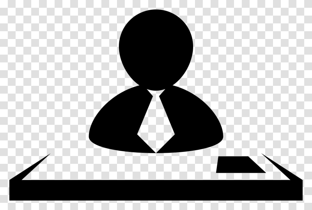 Male Worker Behind A Desk Comments Job Applications Icon Free, Logo, Silhouette, Stencil Transparent Png