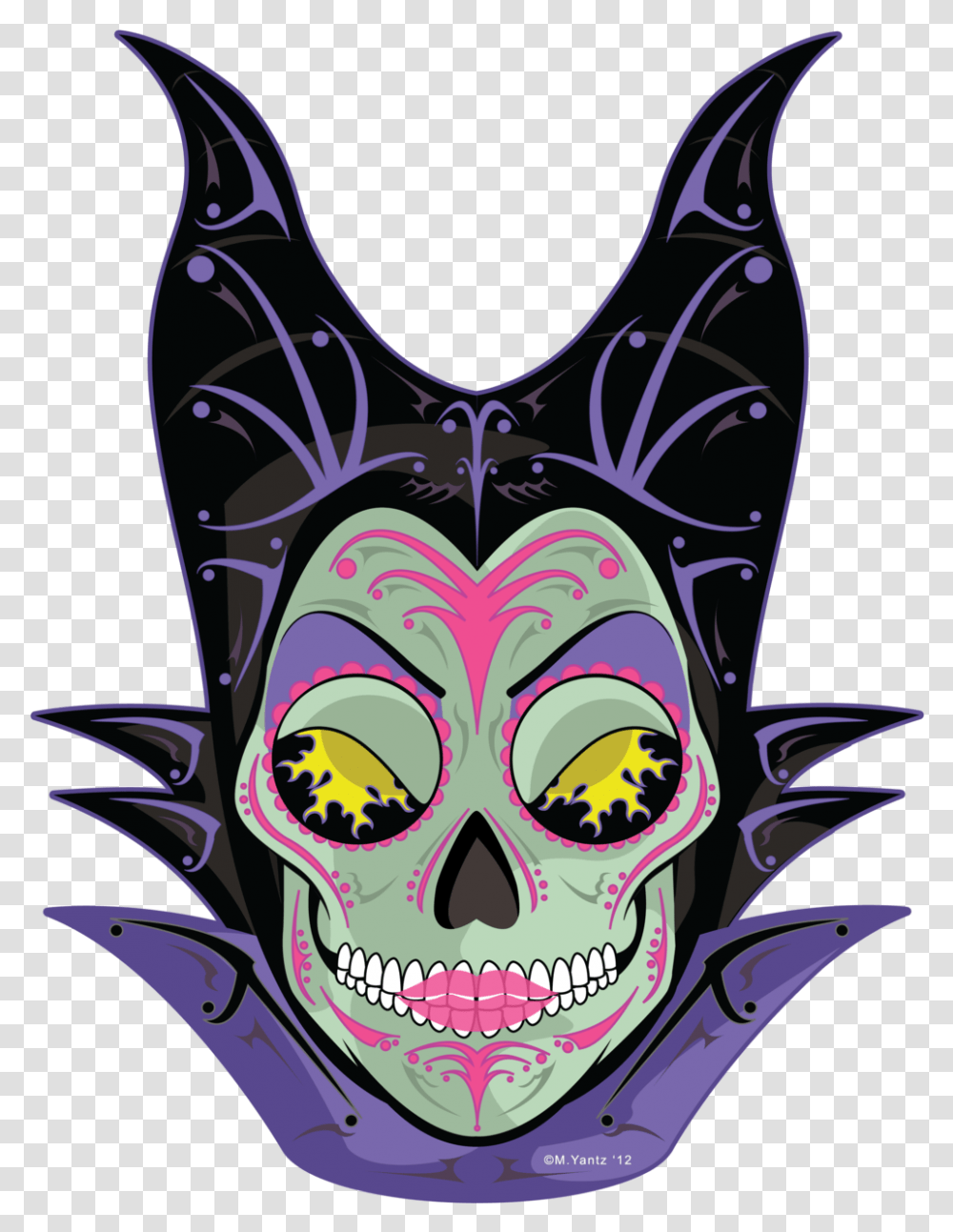 Maleficent Sugar Skull, Label, Head Transparent Png
