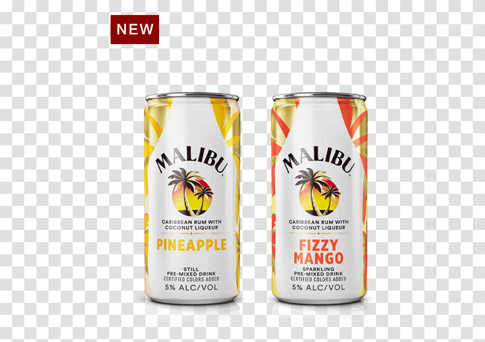 Malibu Pineapple Fizzy Mango Malibu Rum Mango Can, Tin, Beverage, Drink, Beer Transparent Png