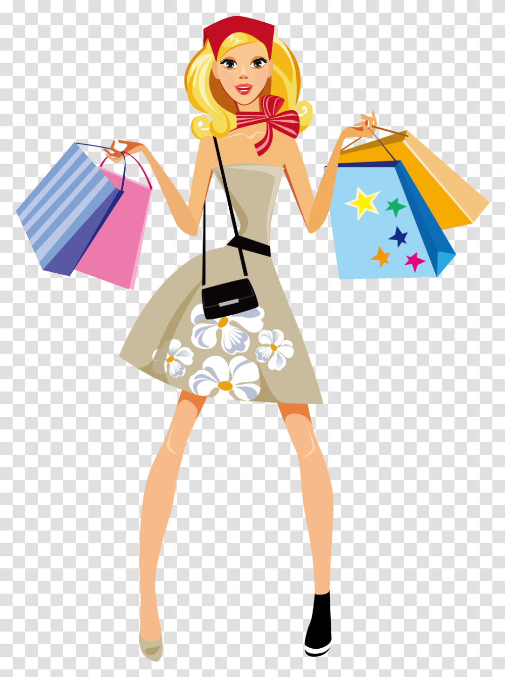 Mall Clipart Lady Shopping Women Shopping Cartoon, Person, Human, Apparel Transparent Png