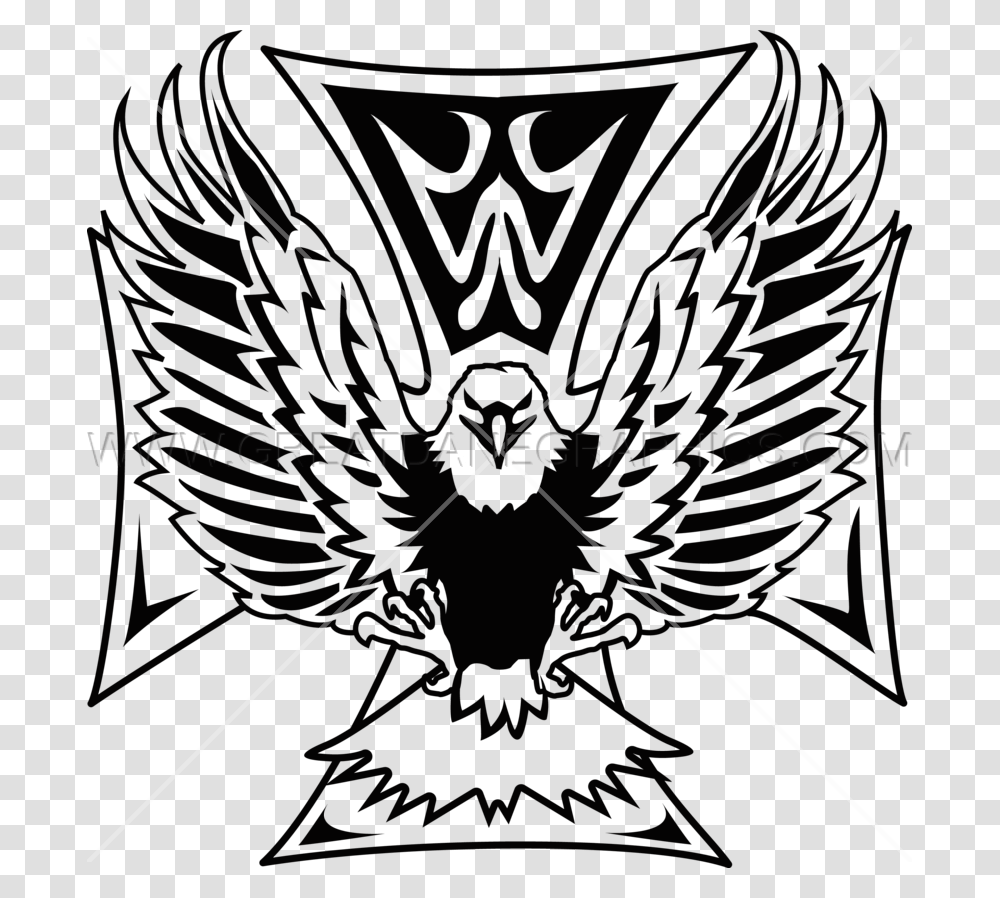 Maltese Cross Flying Eagle Production Ready Artwork For T Shirt, Emblem, Pineapple, Fruit Transparent Png