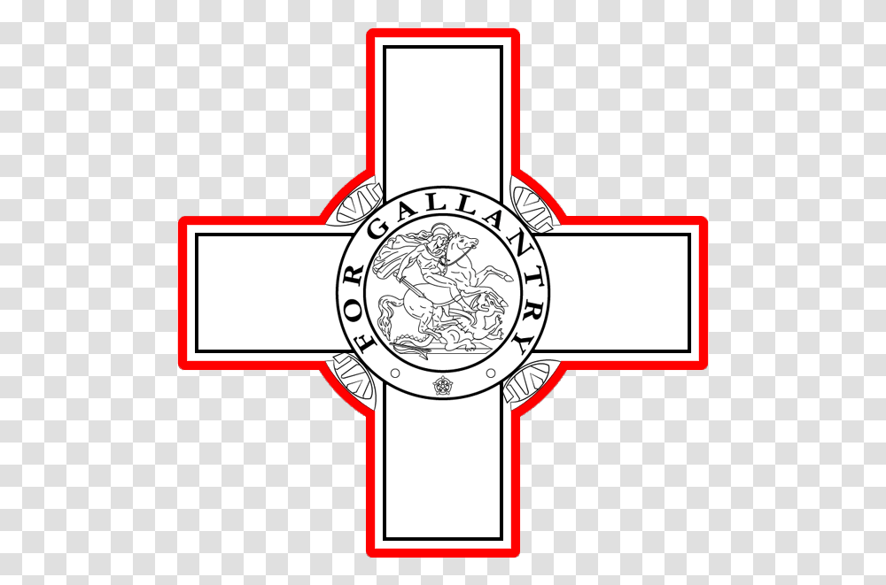 Maltese Flag George Cross Clipart Download George Cross Malta Flag, Crucifix, Logo, Trademark Transparent Png