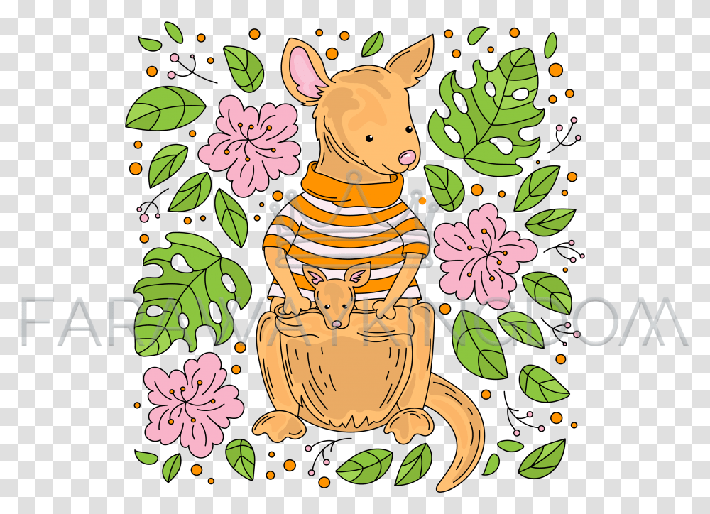 Mama Kangaroo Australian Animal Cartoon Vector Illustration Set Background, Mammal, Cat, Pet, Wildlife Transparent Png