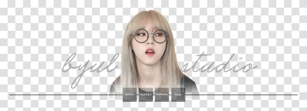 Mamamoo Moonbyul Fanblog Byulstudio Girl, Face, Person, Human, Glasses Transparent Png