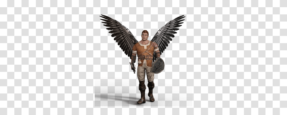 Man Person, Bird, Figurine, Bronze Transparent Png