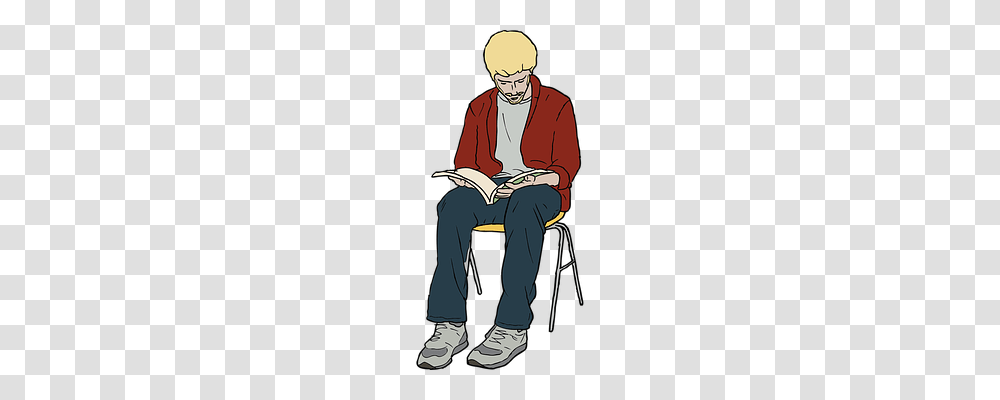 Man Person, Human, Reading, Chair Transparent Png