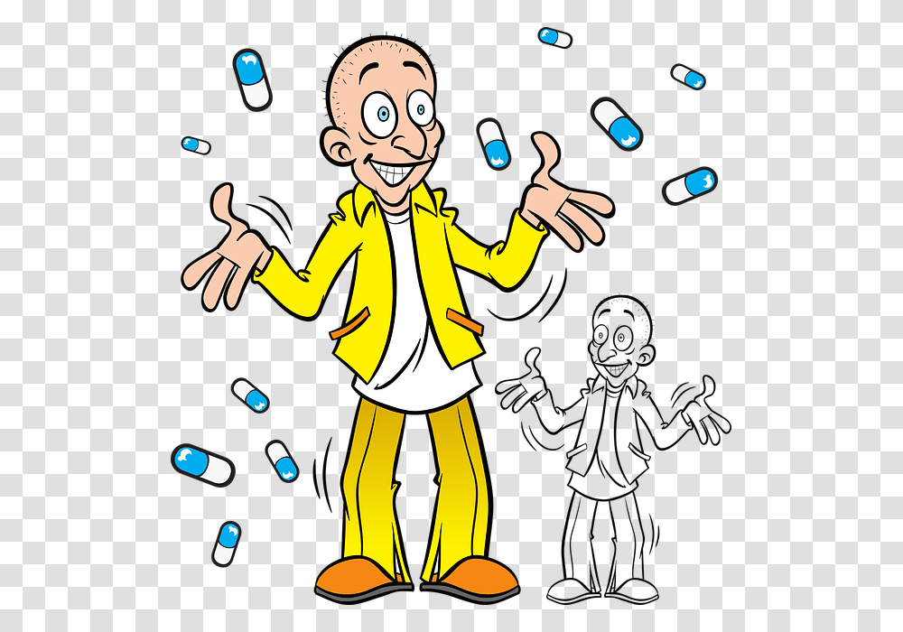 Man 640 Drug Addict Cartoon, Juggling, Person, Human, Poster Transparent Png