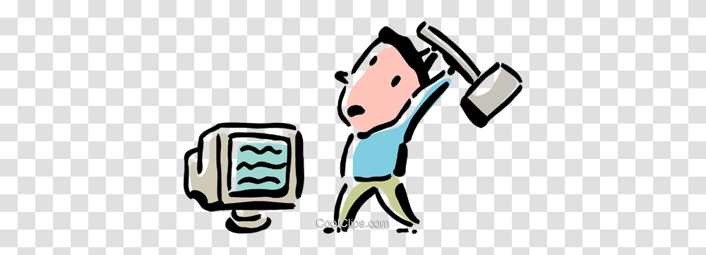 Man About To Smash His Monitor Royalty Free Vector Clip Art, Giant Panda, Drawing Transparent Png