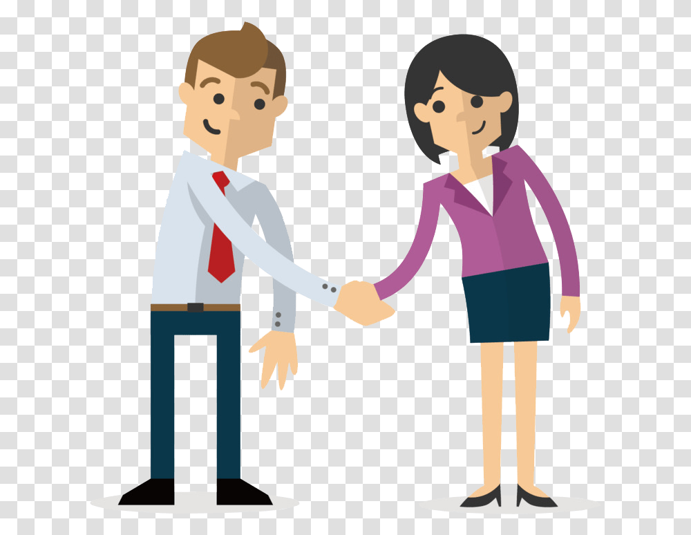 Man And Woman Shaking Hands Vector People Working, Person, Human, Handshake, Standing Transparent Png