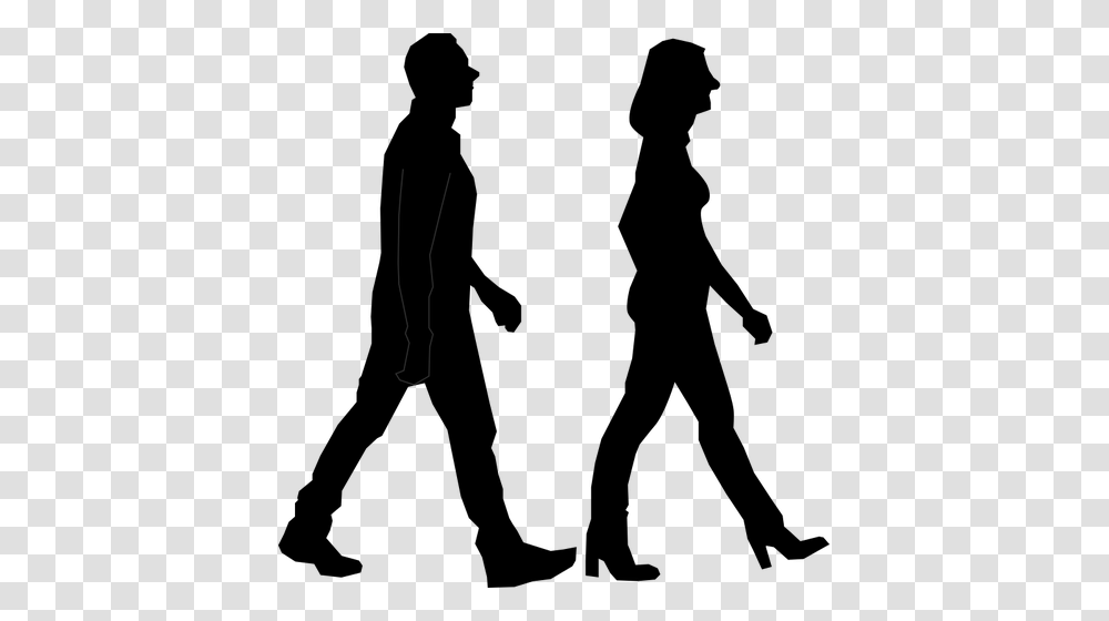 Man And Woman Walking Silhouette, Outdoors, Nature, Gray, Night Transparent Png