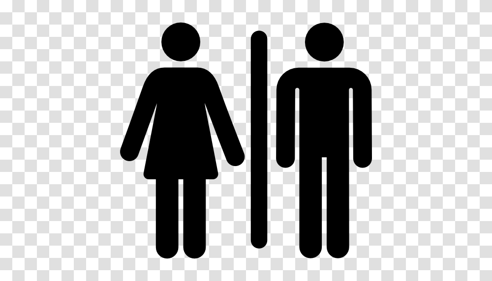 Man And Women Restroom Icon, Sign, Road Sign, Person Transparent Png