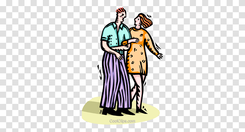 Man And Women Walking Arm In Arm Royalty Free Vector Clip Art, Person, Coat, Performer Transparent Png