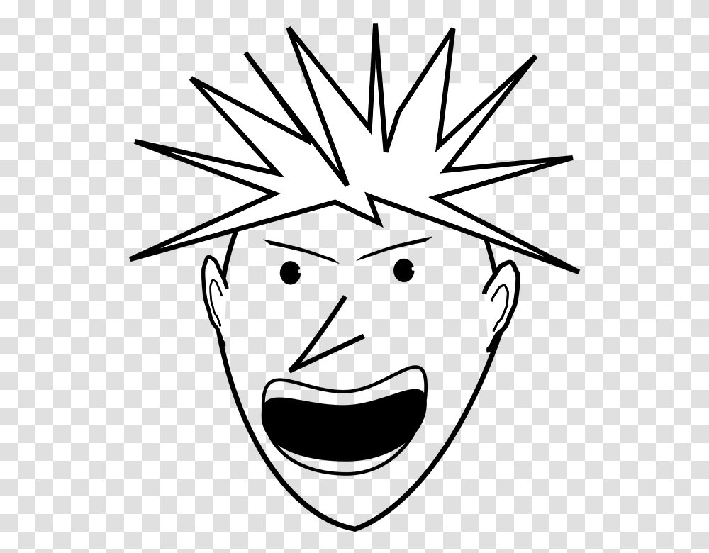 Man Angry Face Head Yelling S Angry Black And White Clip Art, Manga, Comics, Book Transparent Png