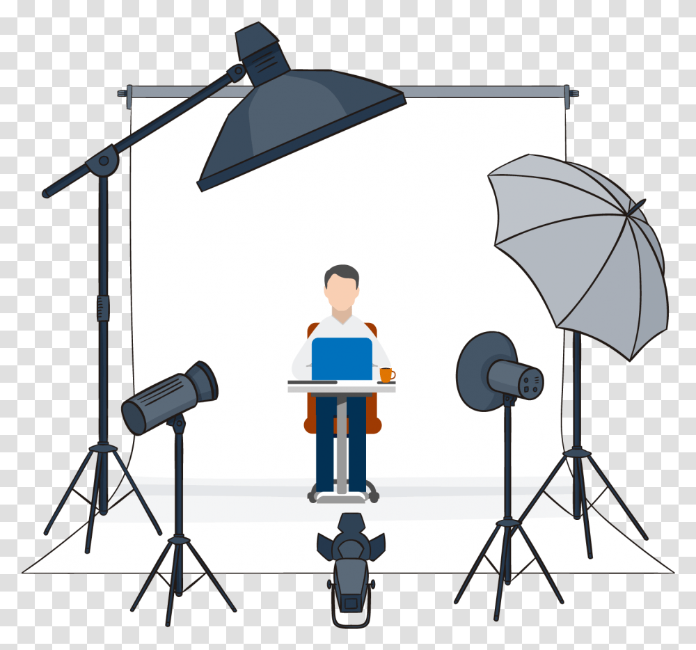 Man At Desk Video Marketing Services Photography, Lighting, Tripod, Person, Human Transparent Png